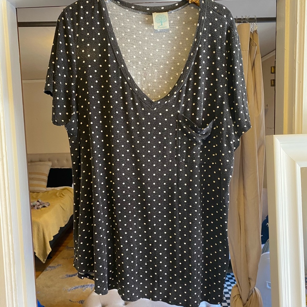 ModCloth freeloader black polka dot picket tee